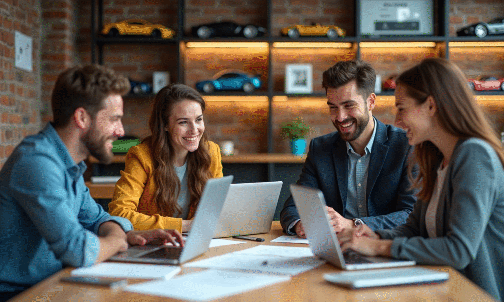 Groupe de jeunes professionnels en réunion d'innovation