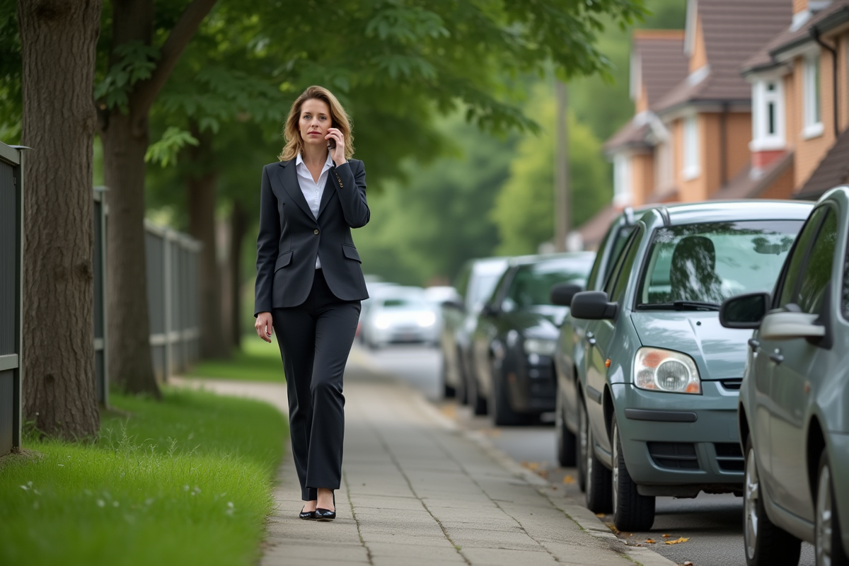Femme inquiète parlant au téléphone près d
