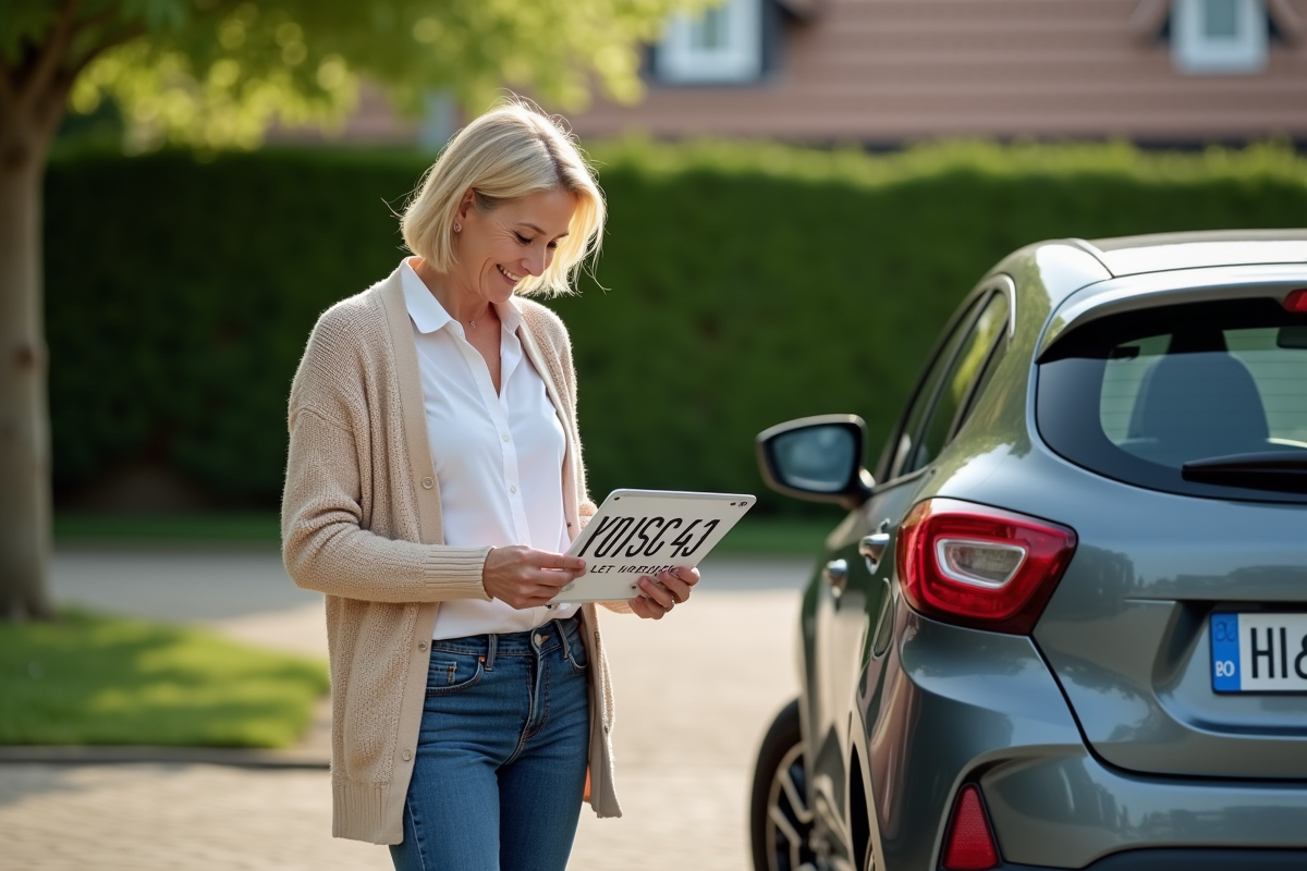 Femme inspectant une plaque d
