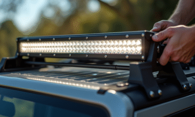 Installation d une barre lumineuse LED sur un 4x4 robuste en plein jour