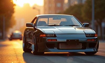 Voiture Nissan 240SX brillante en plein soleil