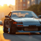 Voiture Nissan 240SX brillante en plein soleil