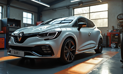 Renault Clio 2 V6 dans un garage professionnel lumineux