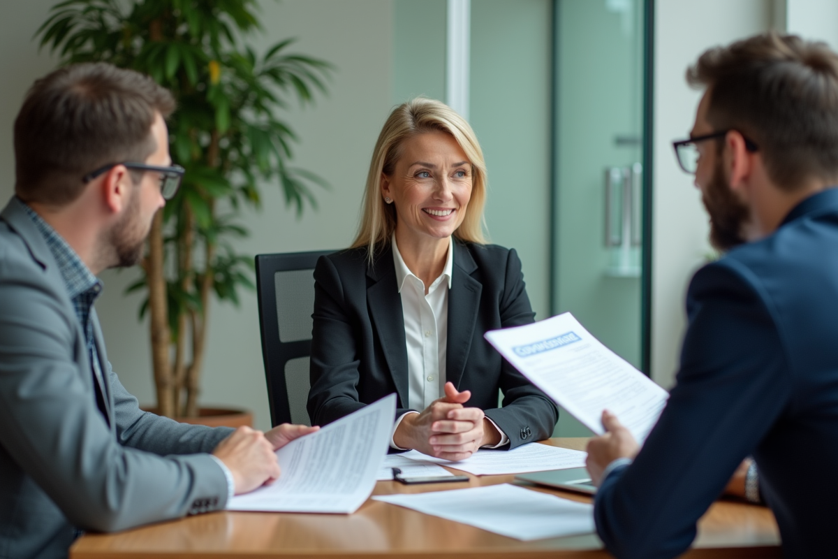 Groupe en réunion de travail autour de documents de covoiturage