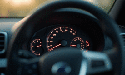 Tableau de bord voiture avec vitesse en miles et km