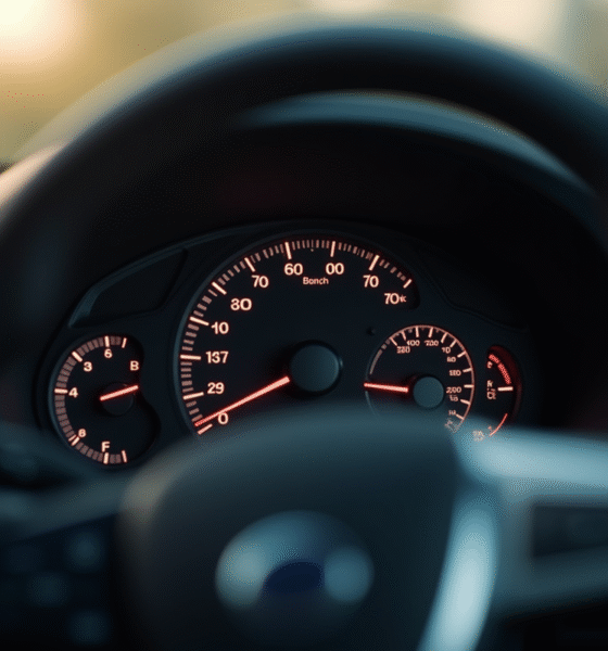 Tableau de bord voiture avec vitesse en miles et km