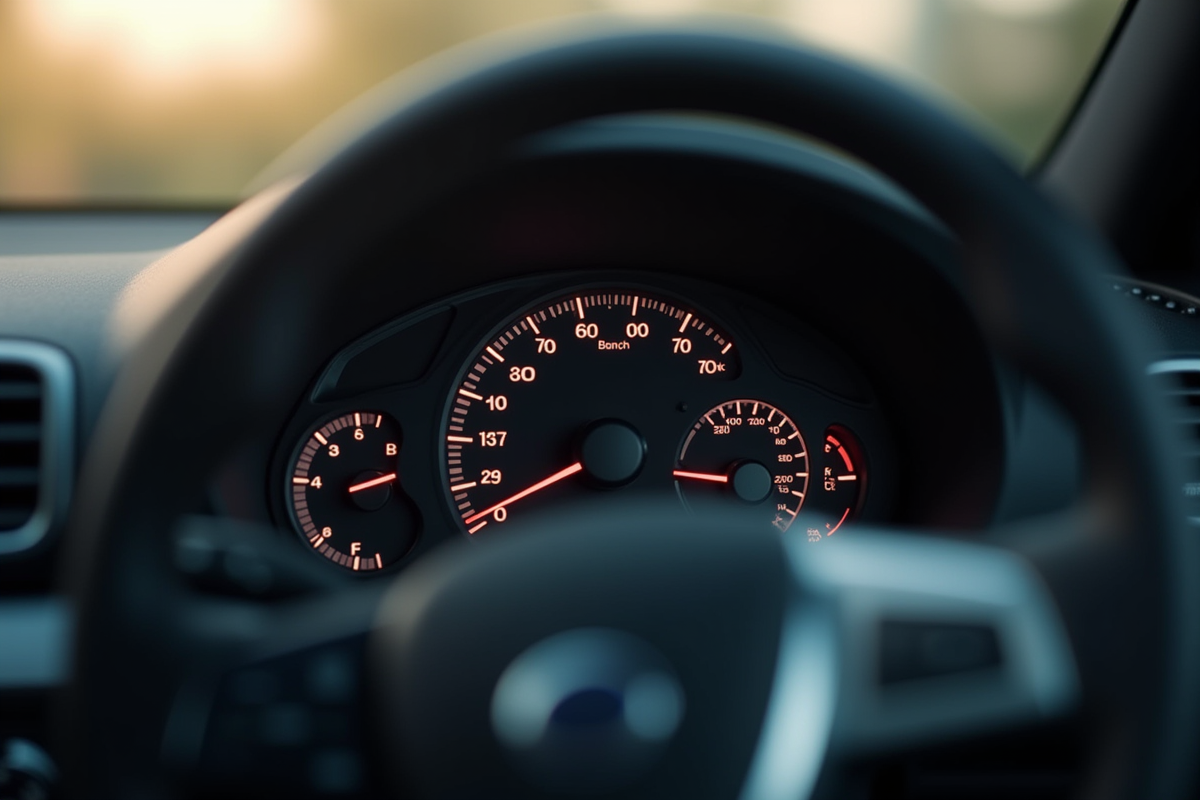 Tableau de bord voiture avec vitesse en miles et km