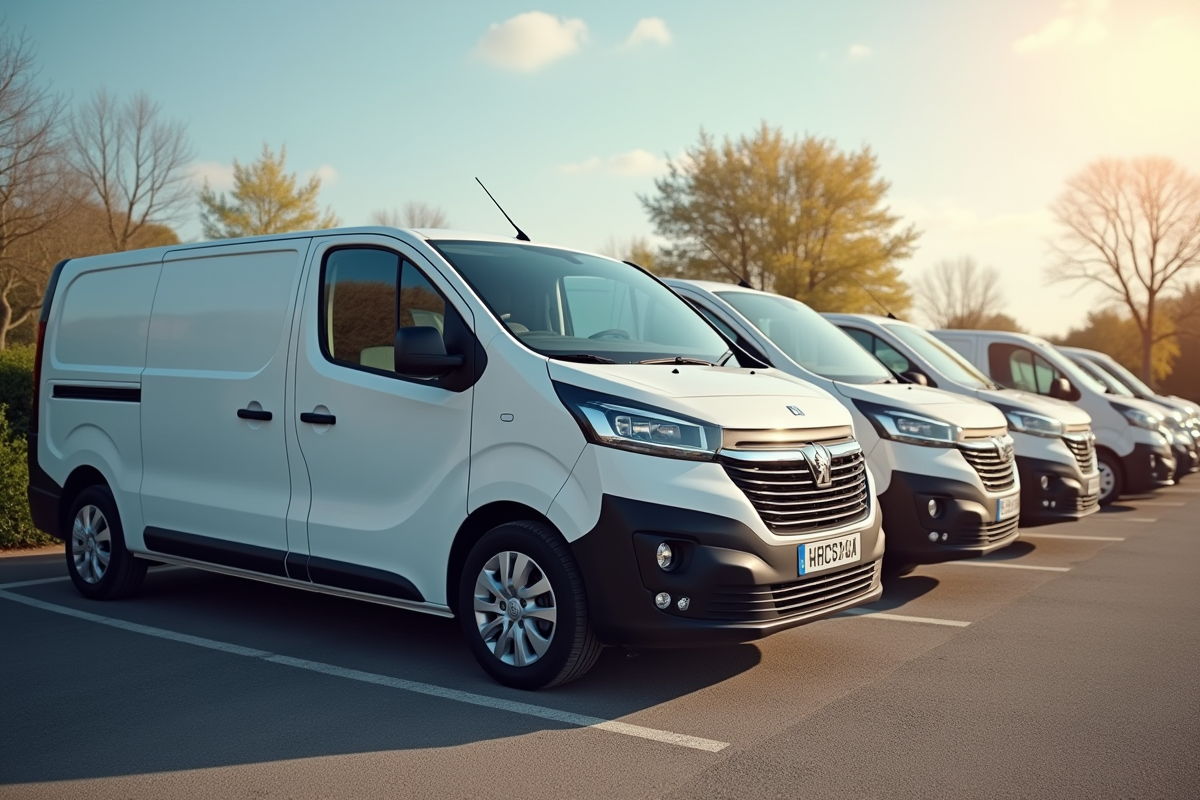 Vans commerciales Peugeot Expert et autres véhicules en extérieur