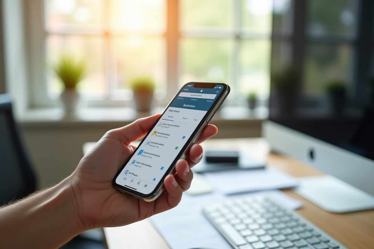 Smartphone affichant un site gouvernemental pour vérifier amendes